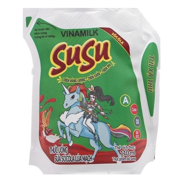 Thùng 24 túi thức uống lúa mạch socola Vinamilk SuSu 110 ml (từ 1 tuổi) - AVAKids.com