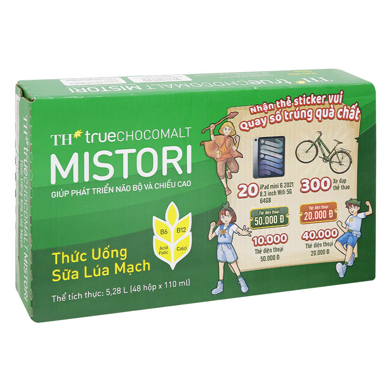 Lốc 4 hộp thức uống lúa mạch TH true Chocomalt Mistori 110 ml (từ 2 tuổi) - Giao bao bì ngẫu nhiên 14