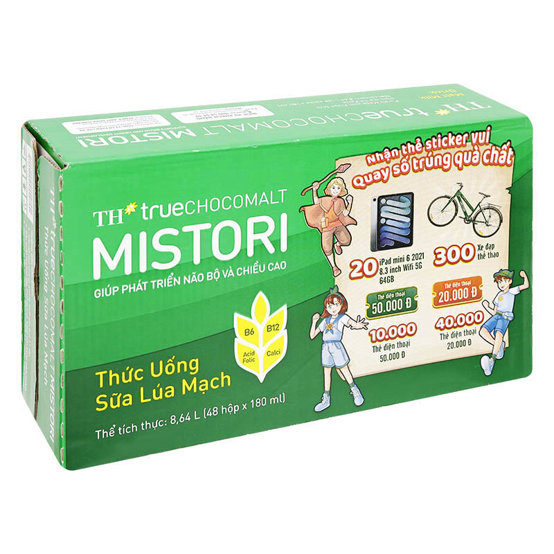 Lốc 4 hộp thức uống lúa mạch TH true Chocomalt Mistori 180 ml (từ 2 tuổi) - Giao bao bì ngẫu nhiên 14