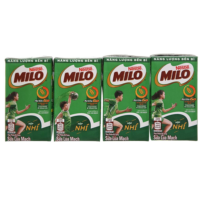 Lốc 4 hộp thức uống lúa mạch Nestlé Milo 115 ml (từ 2 tuổi)