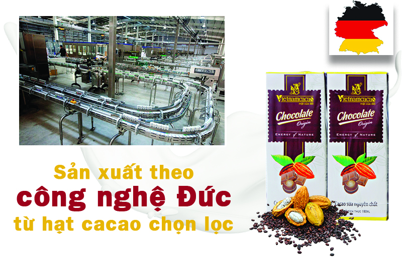 Cacao sữa nguyên chất Vietnamcacao hộp 180ml (thùng 48 hộp)