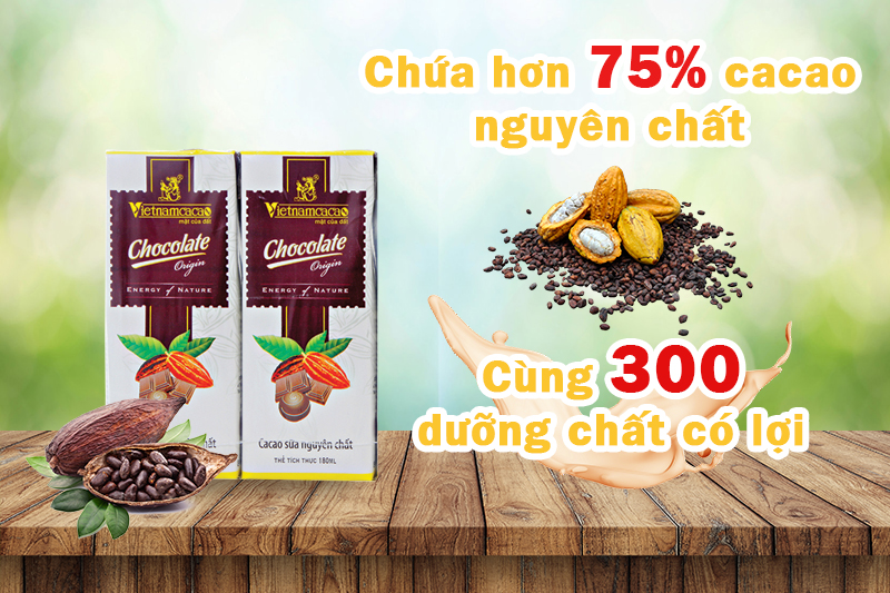 Cacao sữa nguyên chất Vietnamcacao hộp 180ml (thùng 48 hộp)