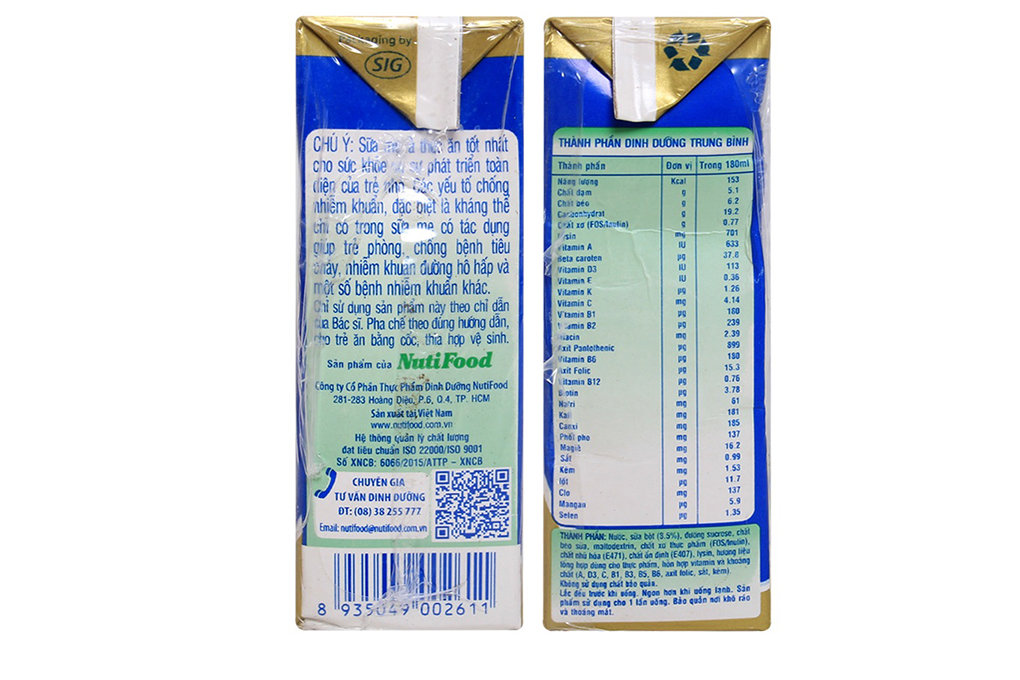 Sữa bột pha sẵn NutiFood grow plus hộp 180ml (lốc 4 hộp)