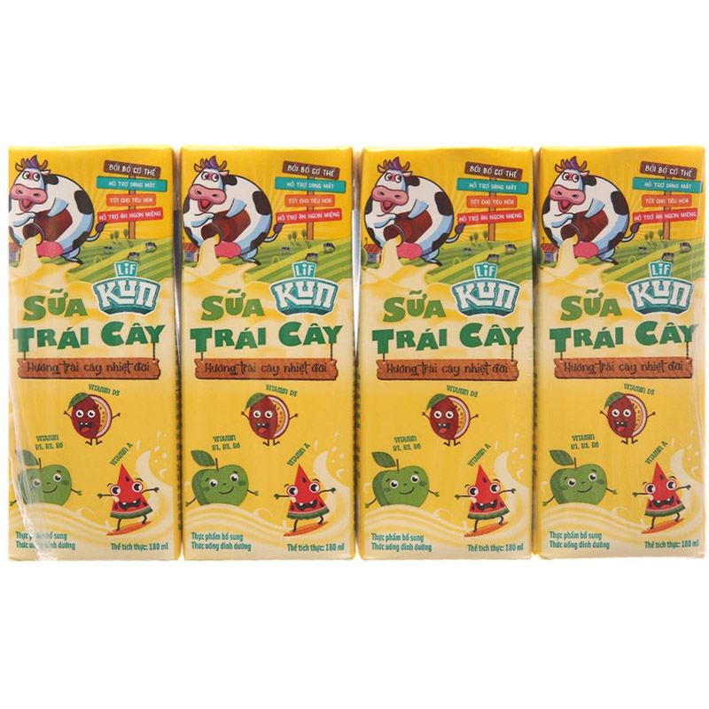 Thùng 48 hộp sữa trái cây LiF Kun hương trái cây nhiệt đới