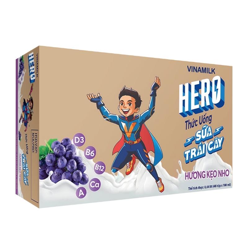 Lốc 4 hộp sữa trái cây Vinamilk Hero hương kẹo nho 180 ml (từ 1 tuổi) 11
