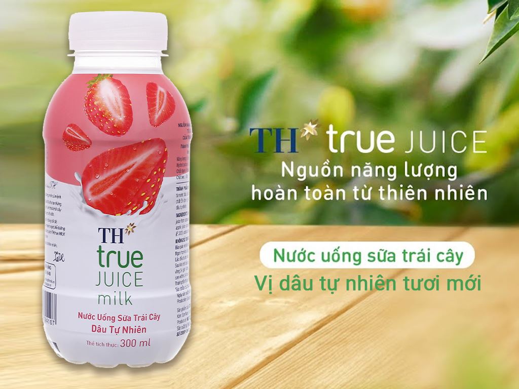 6 chai nước uống sữa trái cây TH True Juice Milk dâu 300ml 2