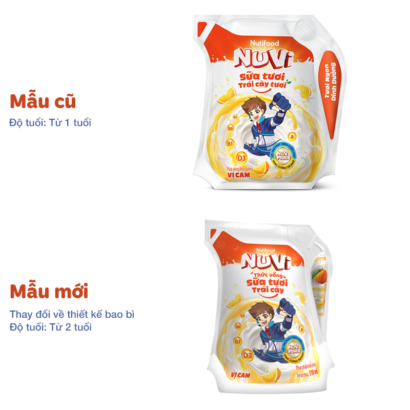 Thùng 24 túi sữa tươi trái cây Nutifood NuVi hương cam 110 ml (từ 2 tuổi) 9