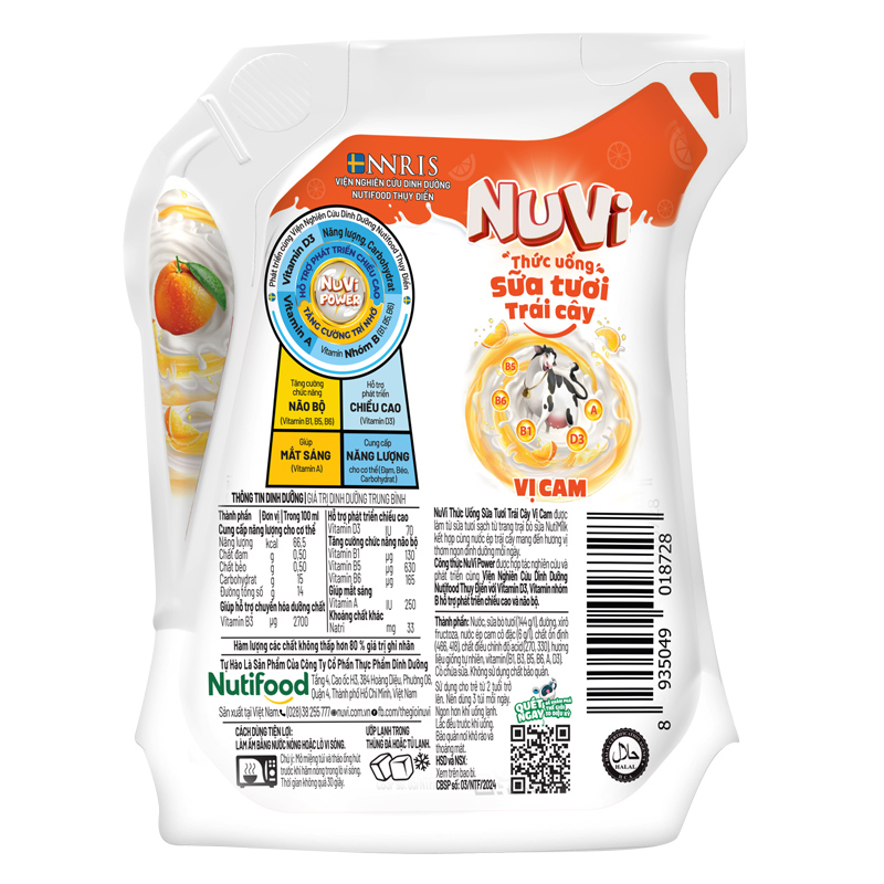 Thùng 24 túi sữa tươi trái cây Nutifood NuVi hương cam 110 ml (từ 2 tuổi) 11