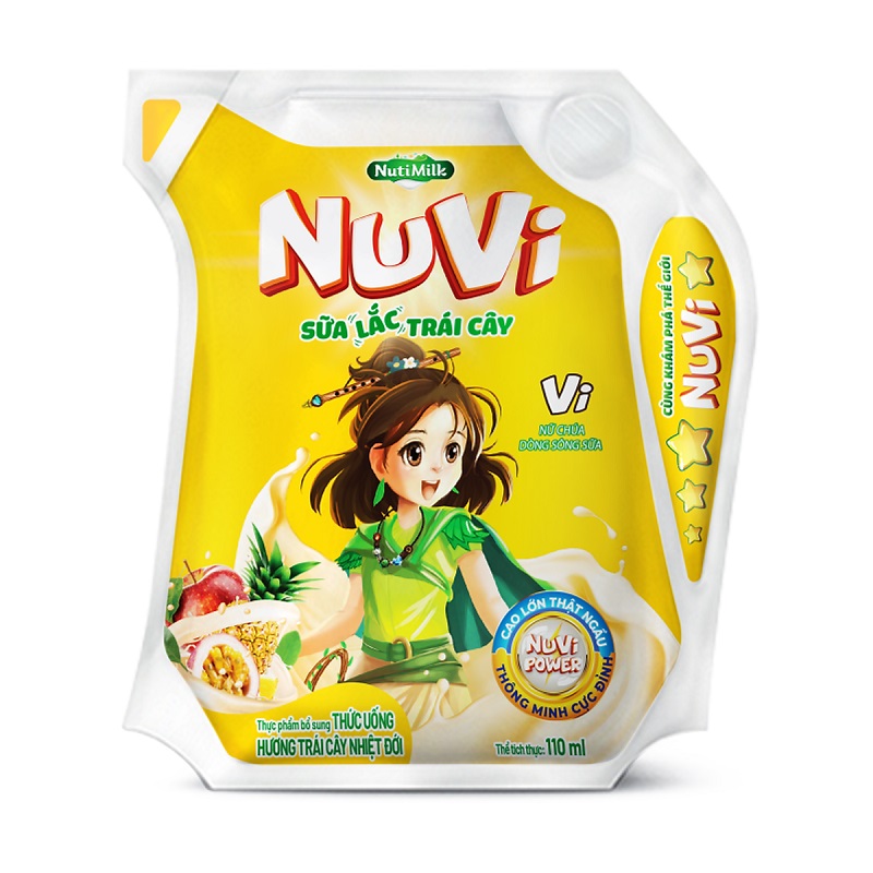 Thùng 24 túi sữa trái cây Nutifood NuVi Power hương trái cây nhiệt đới 110 ml (từ 1 tuổi)