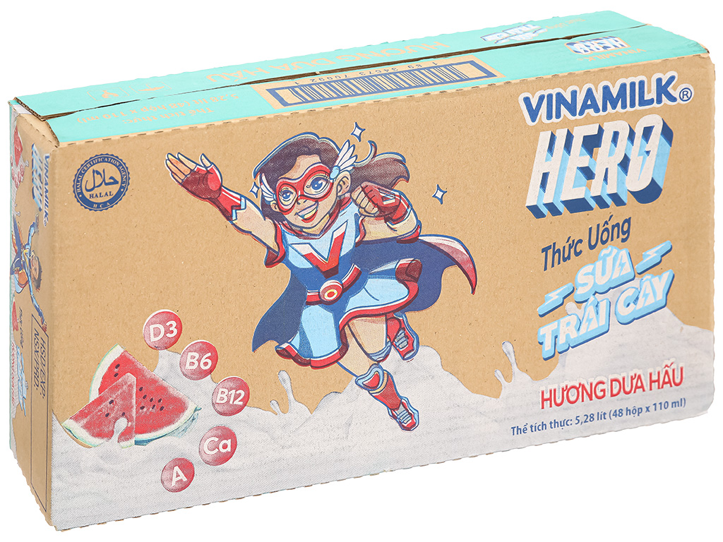 Thùng sữa Vinamilk Hero dưa hấu 110ml tại Bách Hoá XANH