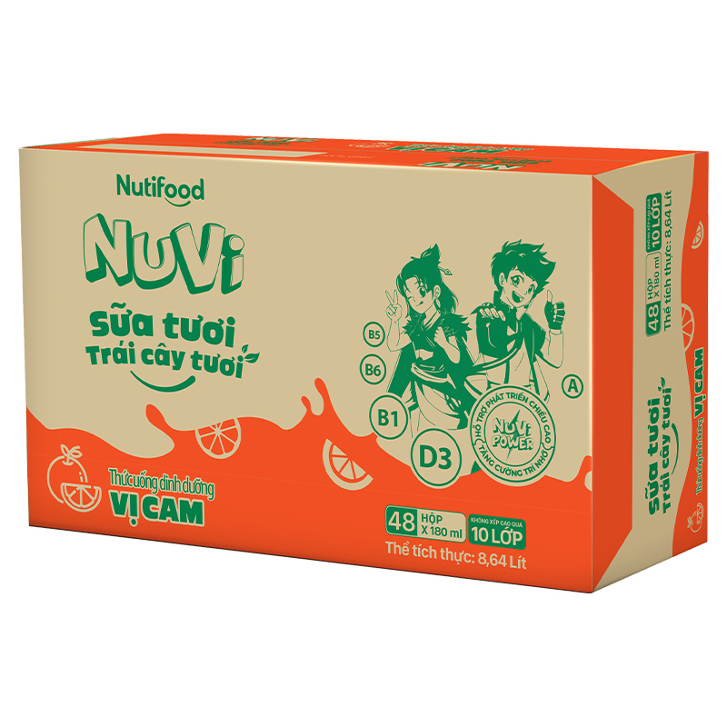 Lốc 4 hộp sữa tươi trái cây tươi Nutifood NuVi hương cam 180 ml (từ 1 tuổi) 8
