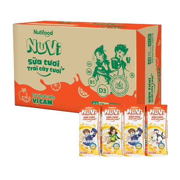 Lốc 4 hộp sữa tươi trái cây tươi Nutifood NuVi hương cam 180 ml (từ 1 tuổi) 7