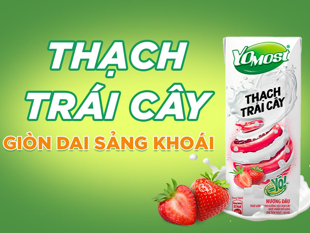 Thùng 48 hộp Thạch trái cây YoMost dâu 180ml | Bách Hoá XANH