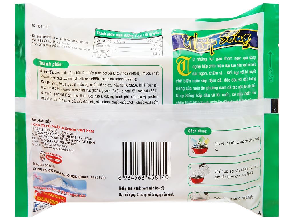 Thùng 30 gói hủ tiếu sườn heo Nhịp Sống 70g 10
