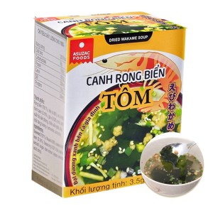 Hộp 10 gói canh rong biển tôm Asuzac 3.5g