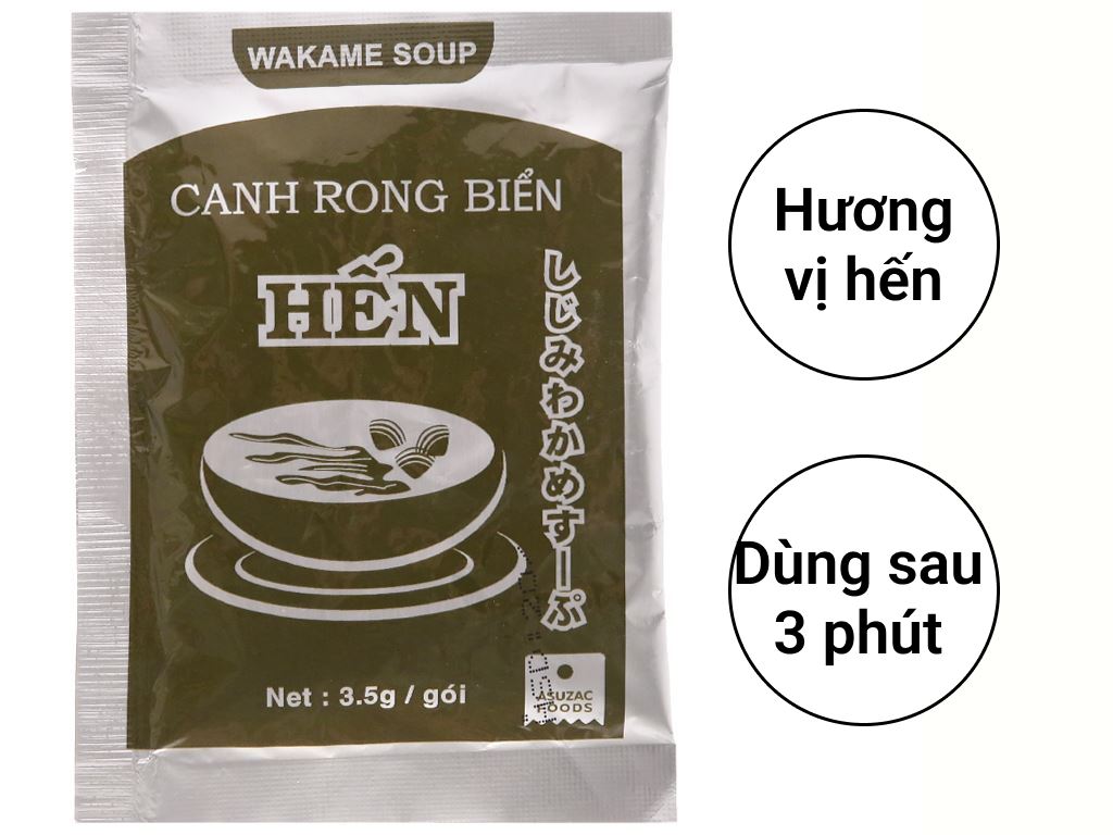Hộp 10 gói canh rong biển hến Asuzac 3.5g 2