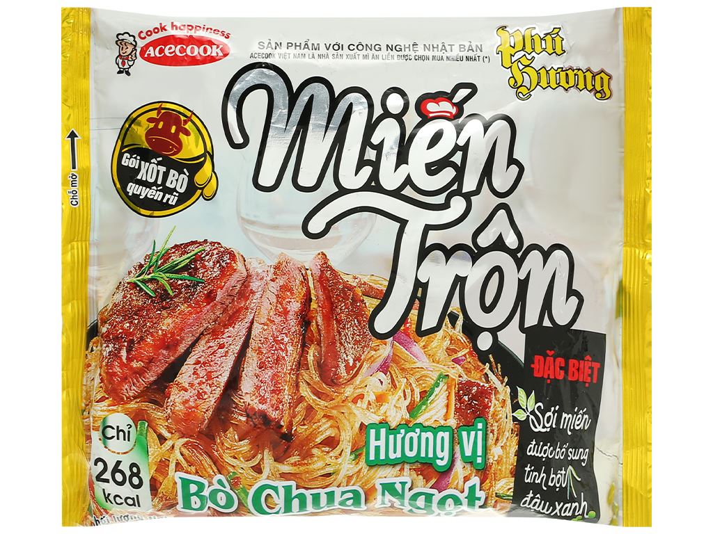Thùng 24 gói miến trộn Phú Hương vị bò chua 71g 4