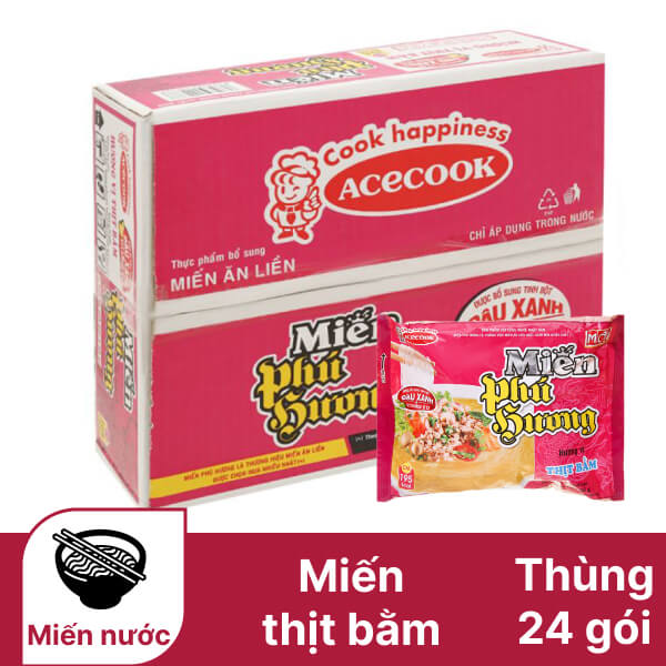 Thùng 24 gói miến Phú Hương thịt bằm 55g