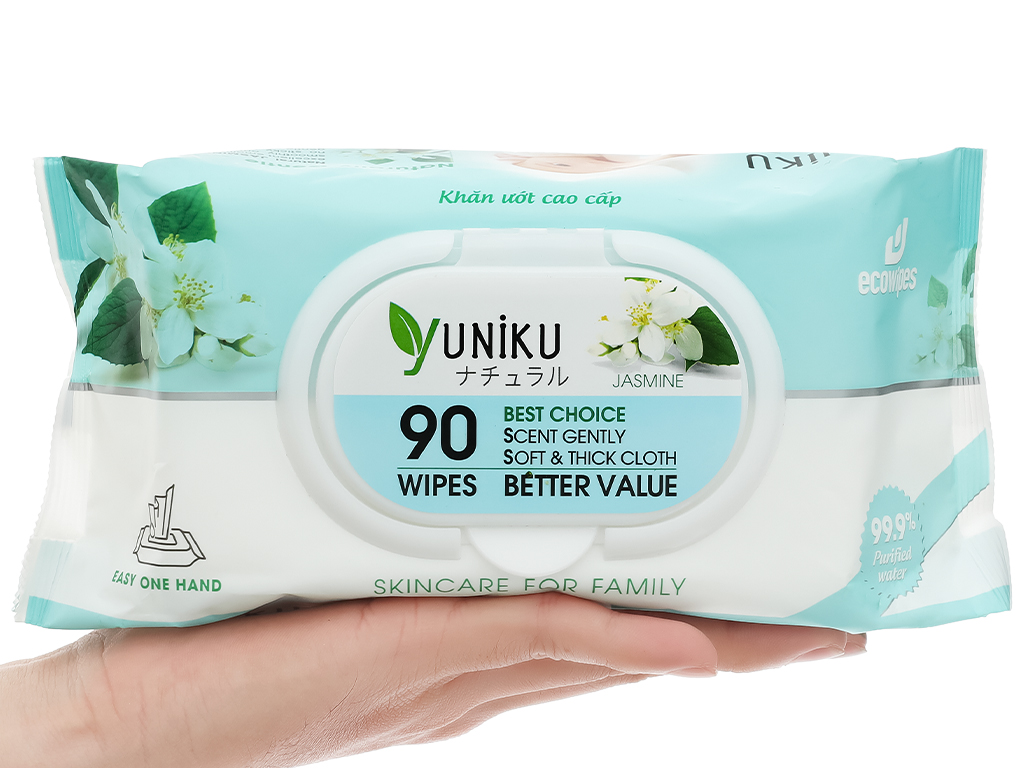 Khăn ướt Yuniku hương hoa nhài gói 90 miếng 13