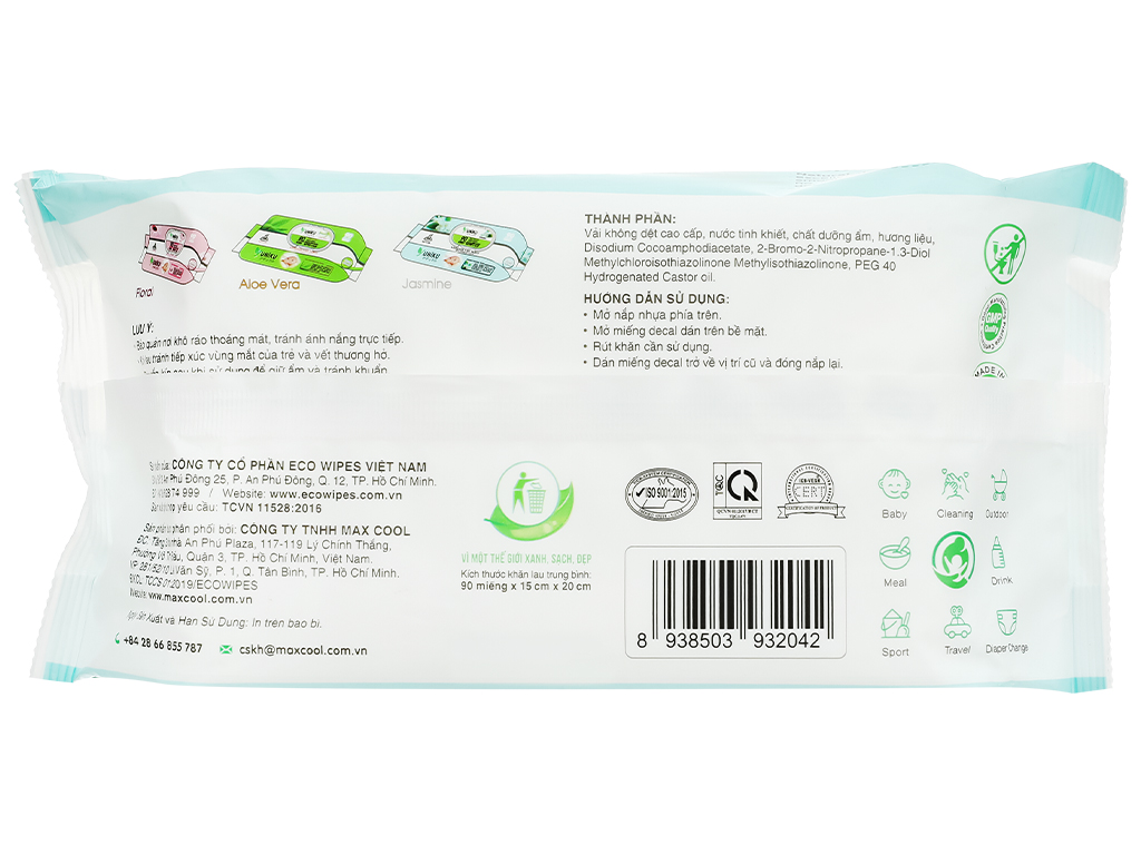 Khăn ướt Yuniku hương hoa nhài gói 90 miếng 8