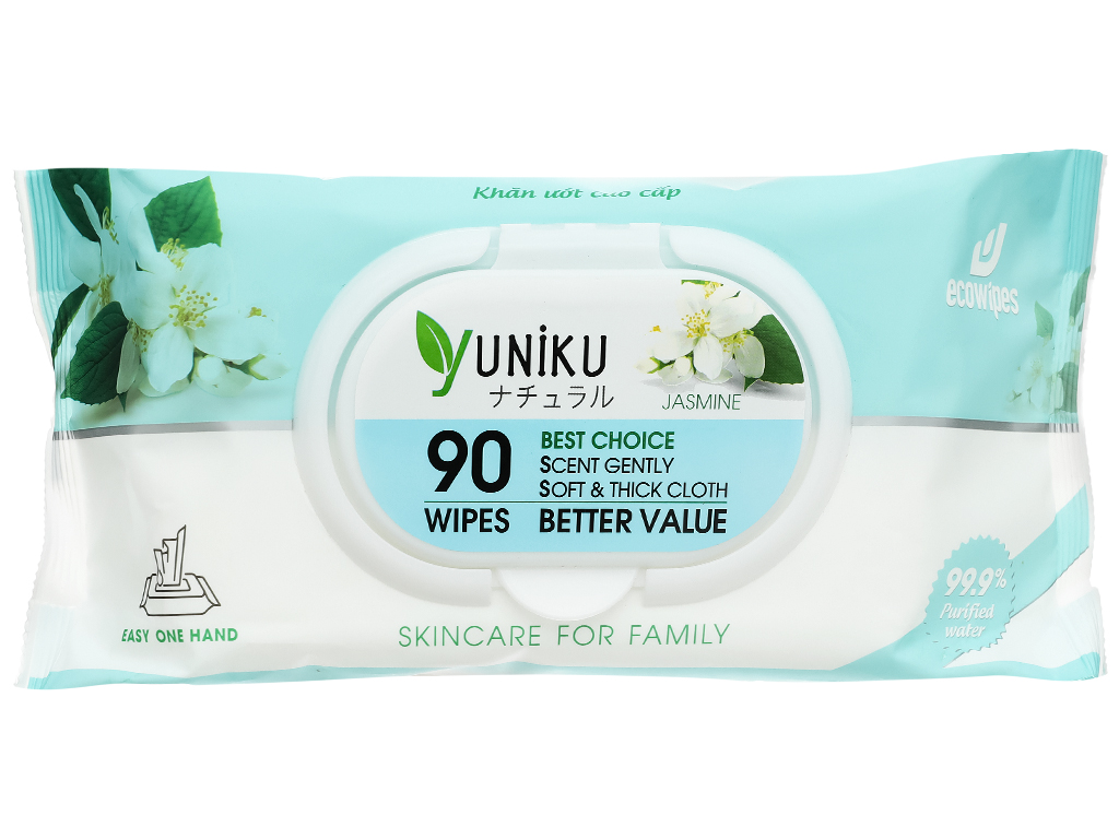 Khăn ướt Yuniku hương hoa nhài gói 90 miếng 1