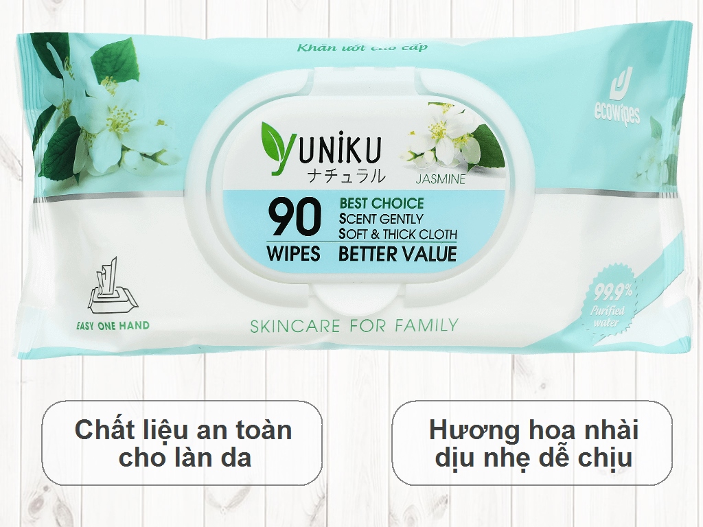 Khăn ướt Yuniku hương hoa nhài gói 90 miếng 2