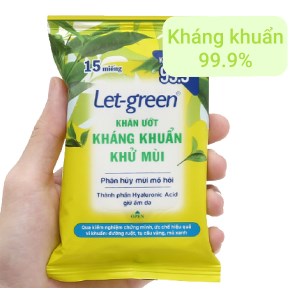 Khăn ướt Let-green kháng khuẩn khử mùi gói 15 miếng