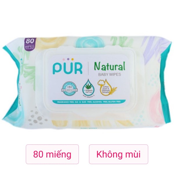 Khăn ướt Pur Natural không mùi gói 20 miếng 9
