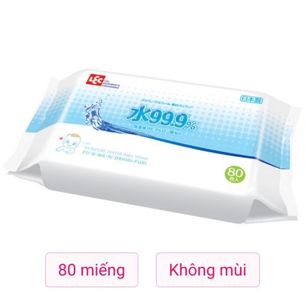 Khăn ướt Lec E-161 99.9% Pure Water Baby Wipes không mùi gói 80 miếng - AVAKids.com