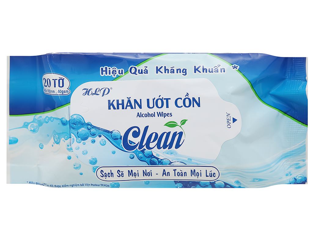 Lốc 6 gói kướt cồn HLP Clean gói 20 miếng ở Bách hóa XANH