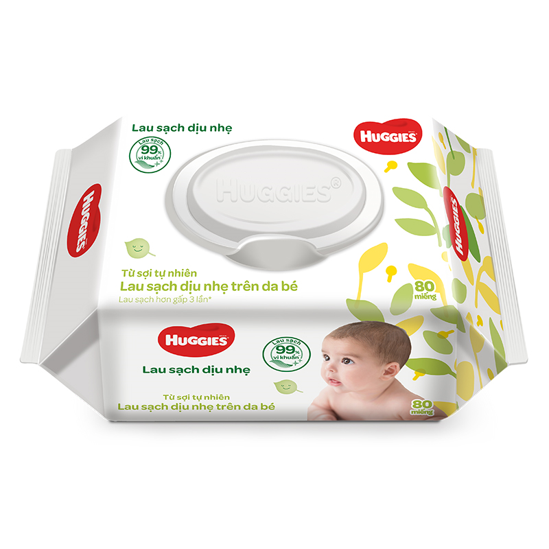 Combo 2 khăn ướt Huggies Clean Care không mùi gói 80 miếng