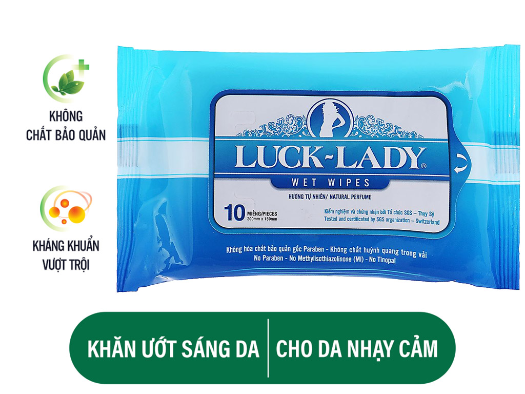 Khăn ướt Luck Lady hương tự nhiên gói 10 miếng 2