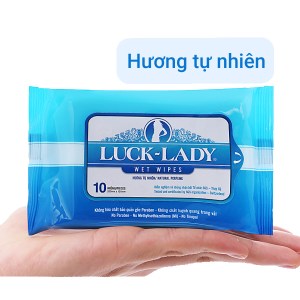 Khăn ướt Luck Lady hương tự nhiên gói 10 miếng