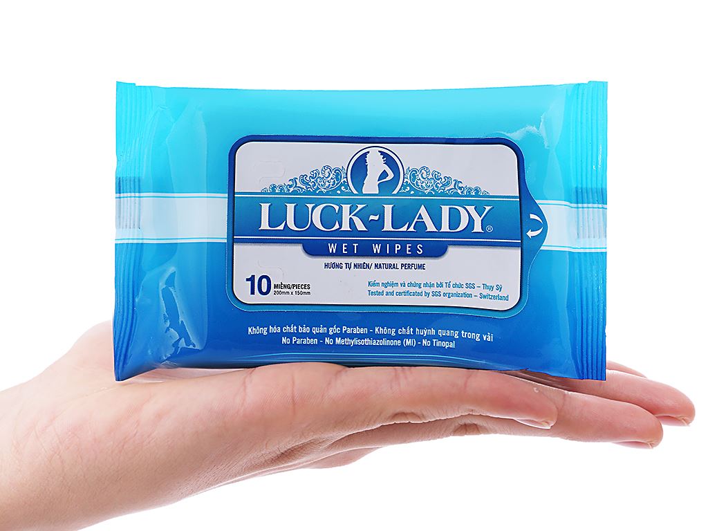 Khăn ướt Luck Lady hương tự nhiên gói 10 miếng 4