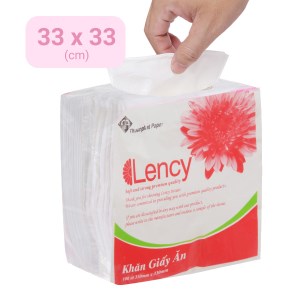 Khăn giấy ăn Lency 1 lớp gói 100 tờ 33 x 33cm