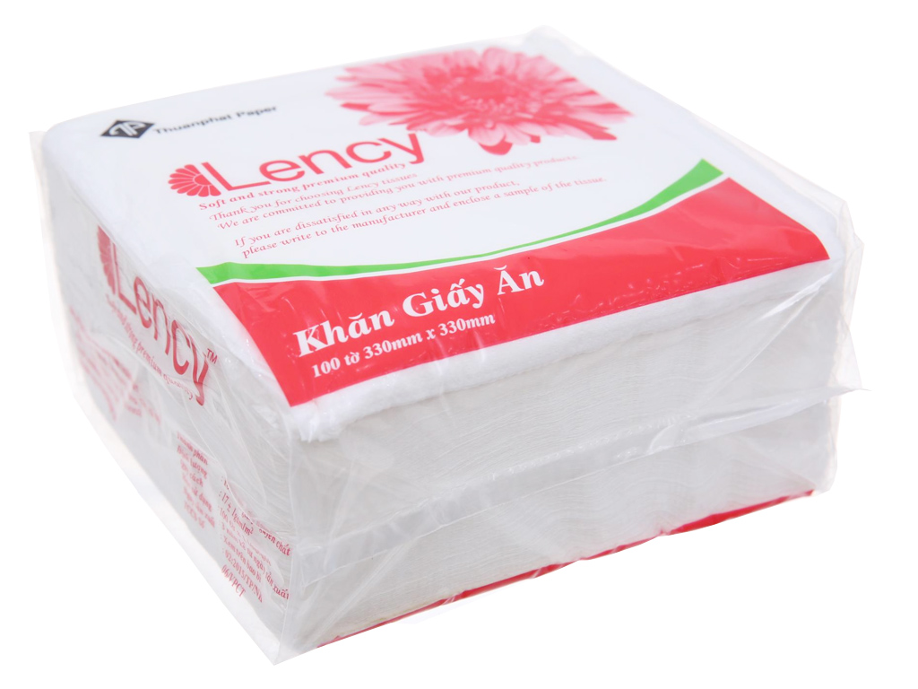 Khăn giấy ăn Lency 1 lớp gói 100 tờ 33 x 33cm 1