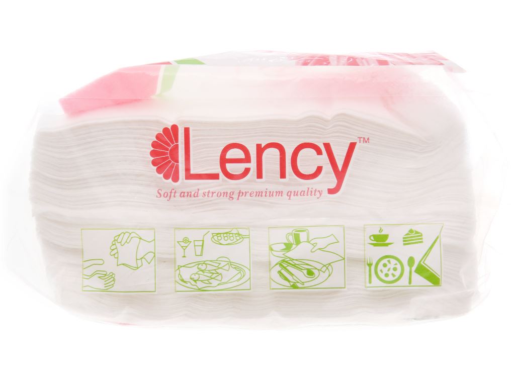 Khăn giấy ăn Lency 1 lớp gói 100 tờ 33 x 33cm 5