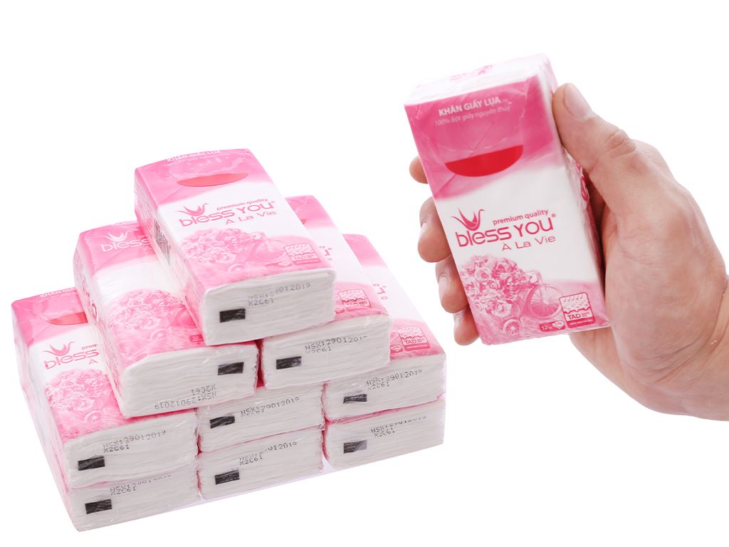 Khăn giấy lụa Bless You À La Vie 3 lớp 10 gói x 12 tờ 1
