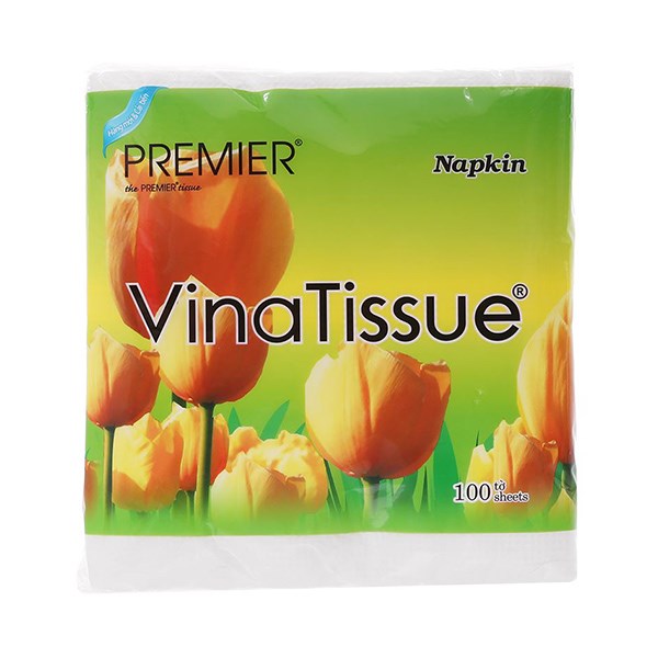 Gói 100 Tờ Khăn Giấy Ăn Premier Vinatissue Không Mùi 1 Lớp