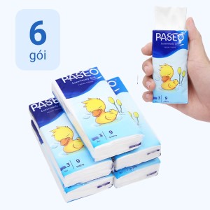 6 packs of 3-ply Paseo pocket tissues