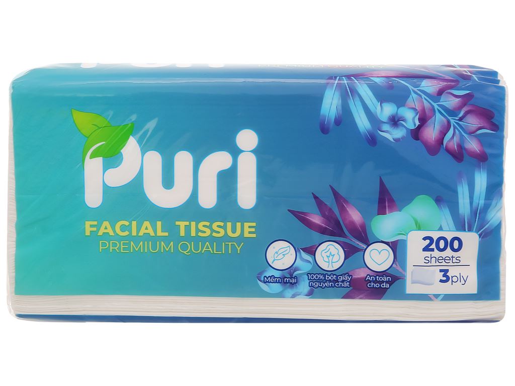 Khăn giấy rút Puri 3 lớp 200 tờ - giao màu ngẫu nhiên 3