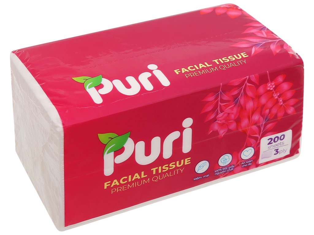 Khăn giấy rút Puri 3 lớp 200 tờ - giao màu ngẫu nhiên 10