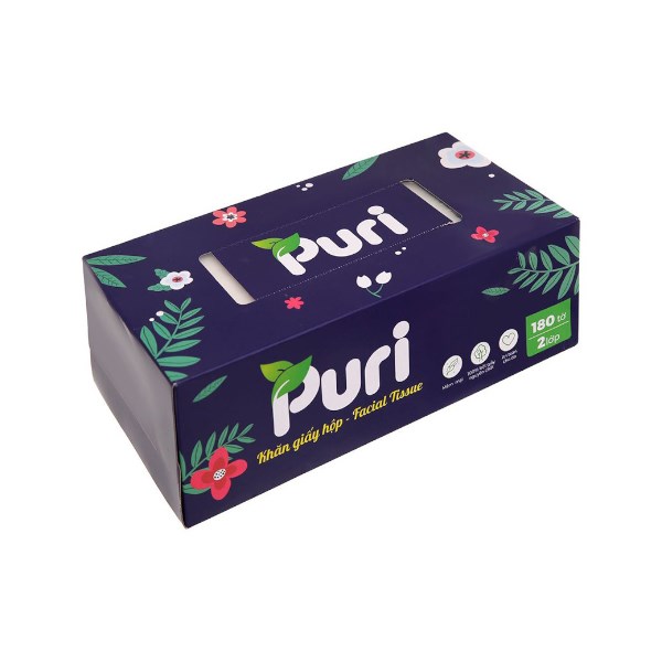 Gói 220 tờ khăn giấy lau mặt Puri không mùi 2 lớp, giá tốt - AVAKids.com