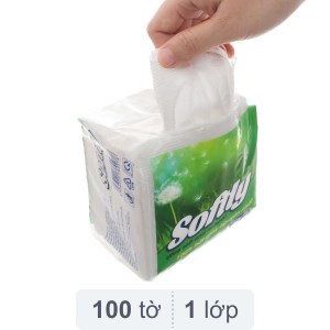 Khăn giấy ăn Softly 1 lớp 100 tờ 240 x 240mm