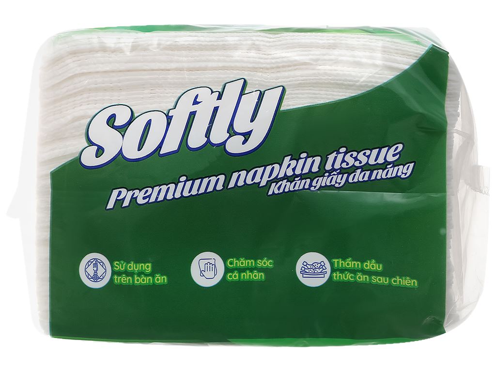 Khăn giấy ăn Softly 1 lớp gói 100 tờ 240 x 240mm 4