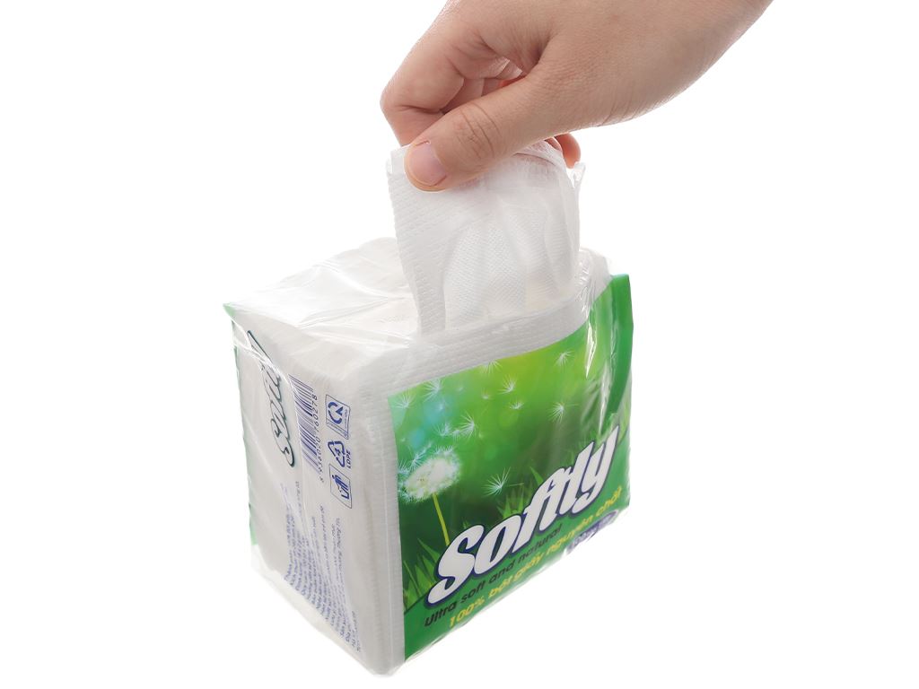 Khăn giấy ăn Softly 1 lớp gói 100 tờ 240 x 240mm 8