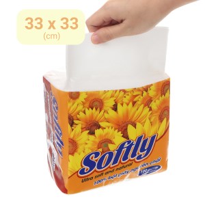 Khăn giấy ăn Softly 1 lớp 100 tờ 330 x 330mm