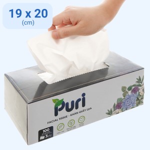 Khăn giấy Puri 3 lớp hộp 100 tờ - giao màu ngẫu nhiên