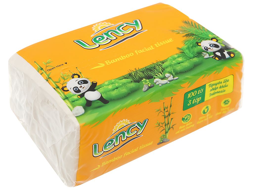 Gói 100 tờ khăn giấy lau mặt Lency không mùi 3 lớp 1
