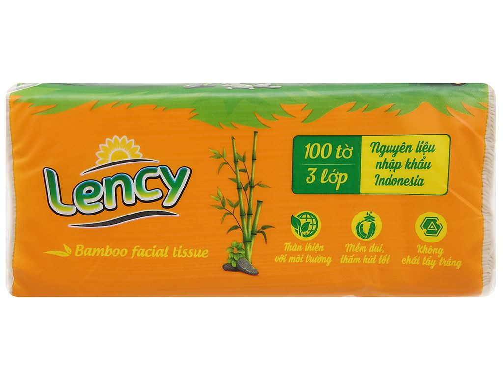 Gói 100 tờ khăn giấy lau mặt Lency không mùi 3 lớp 5